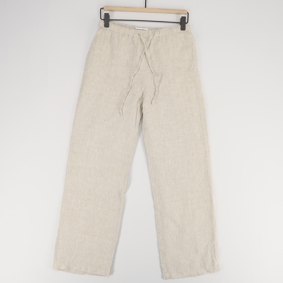 Reformation Pants - Reformation Olina Pants Womens XS Oatmeal Beige Solid Linen Wide Leg Drawstring